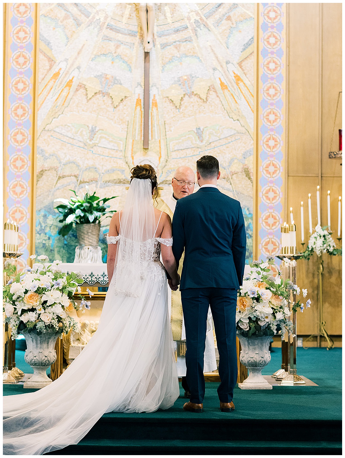 Two people stand at wedding altar for Detroit Wedding Photographer