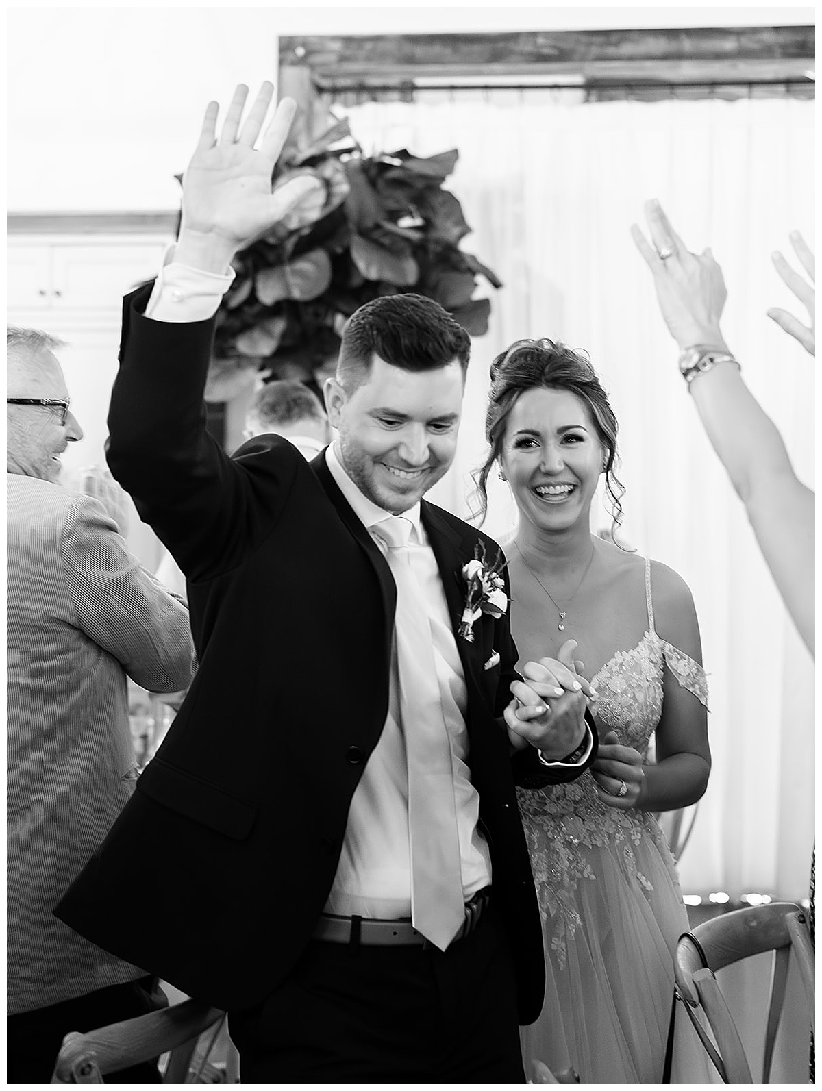 Bride and groom enter at their Holly, Michigan Wedding Venue 
