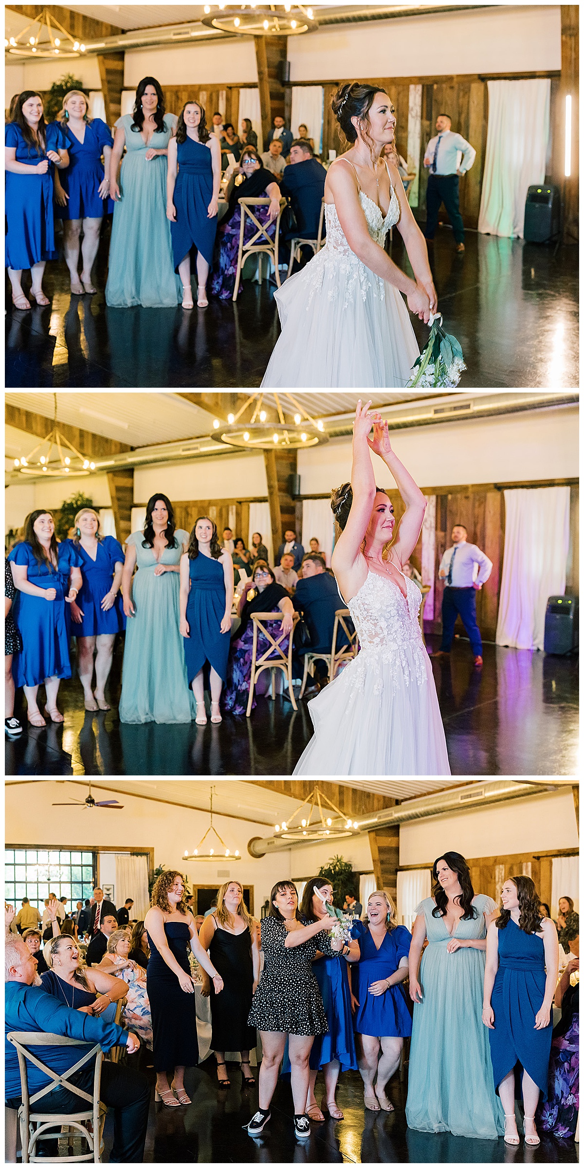 Bride throws her bouquet for Detroit Wedding Photographer