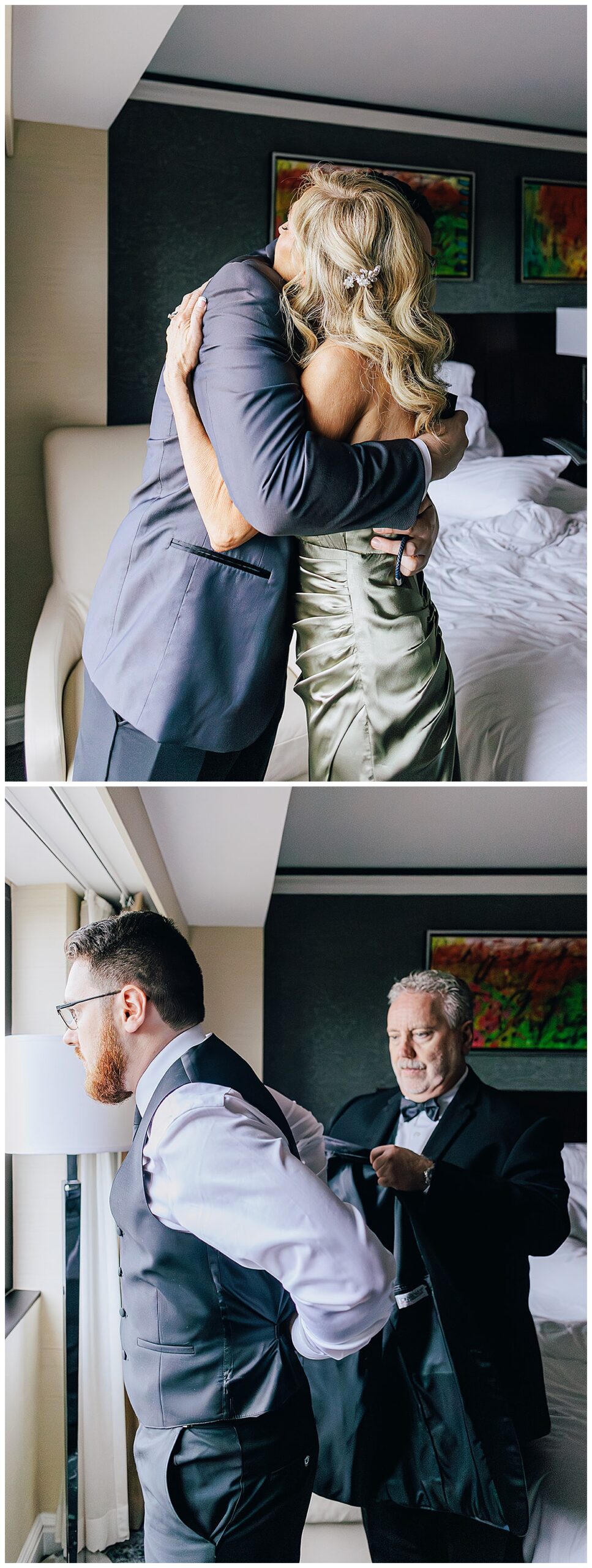 Parents get groom ready for wedding day at Kayla Bouren Photography