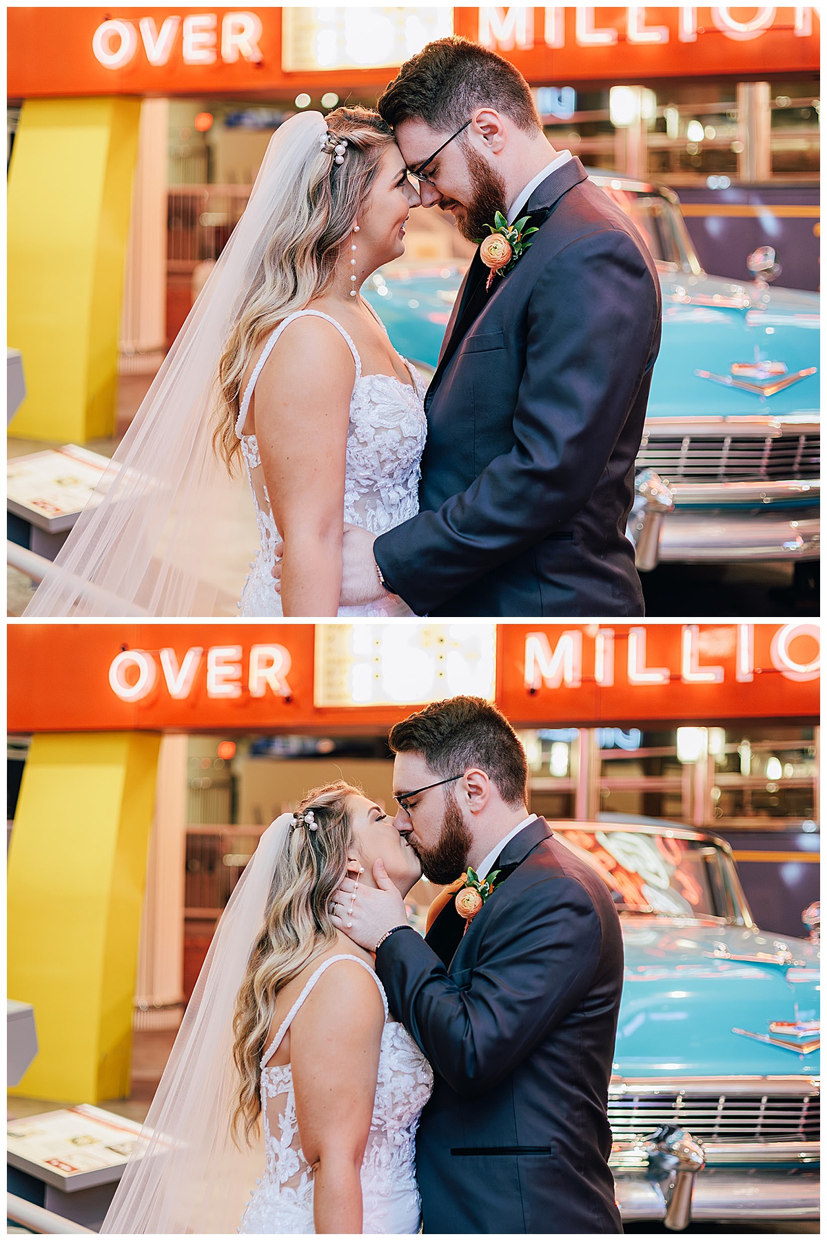 Bride and groom share intimate moment for Kayla Bouren Photography