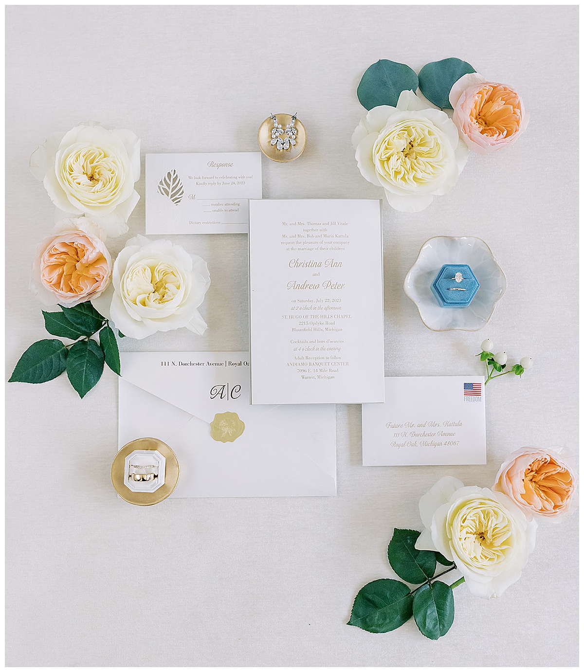 Stunning wedding invitation suite for Luxury Wedding at Andiamo Italia