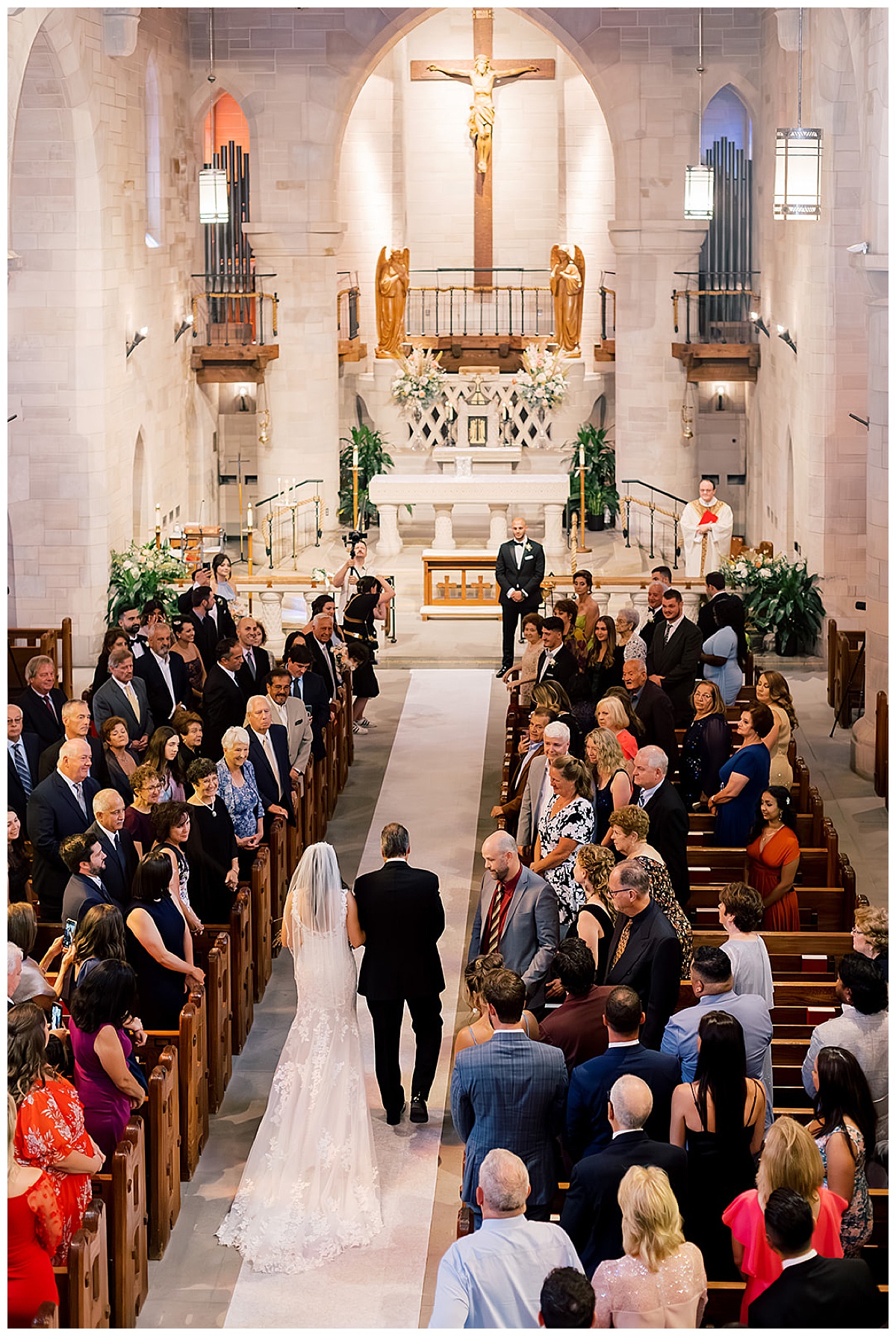  Father walks down the aisle with his daughter for Detroit Wedding Photographer