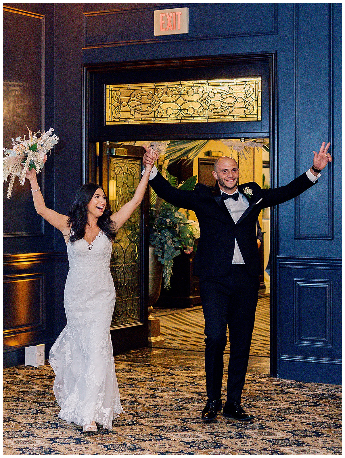Bride and groom enter the wedding party for Kayla Bouren Photography
