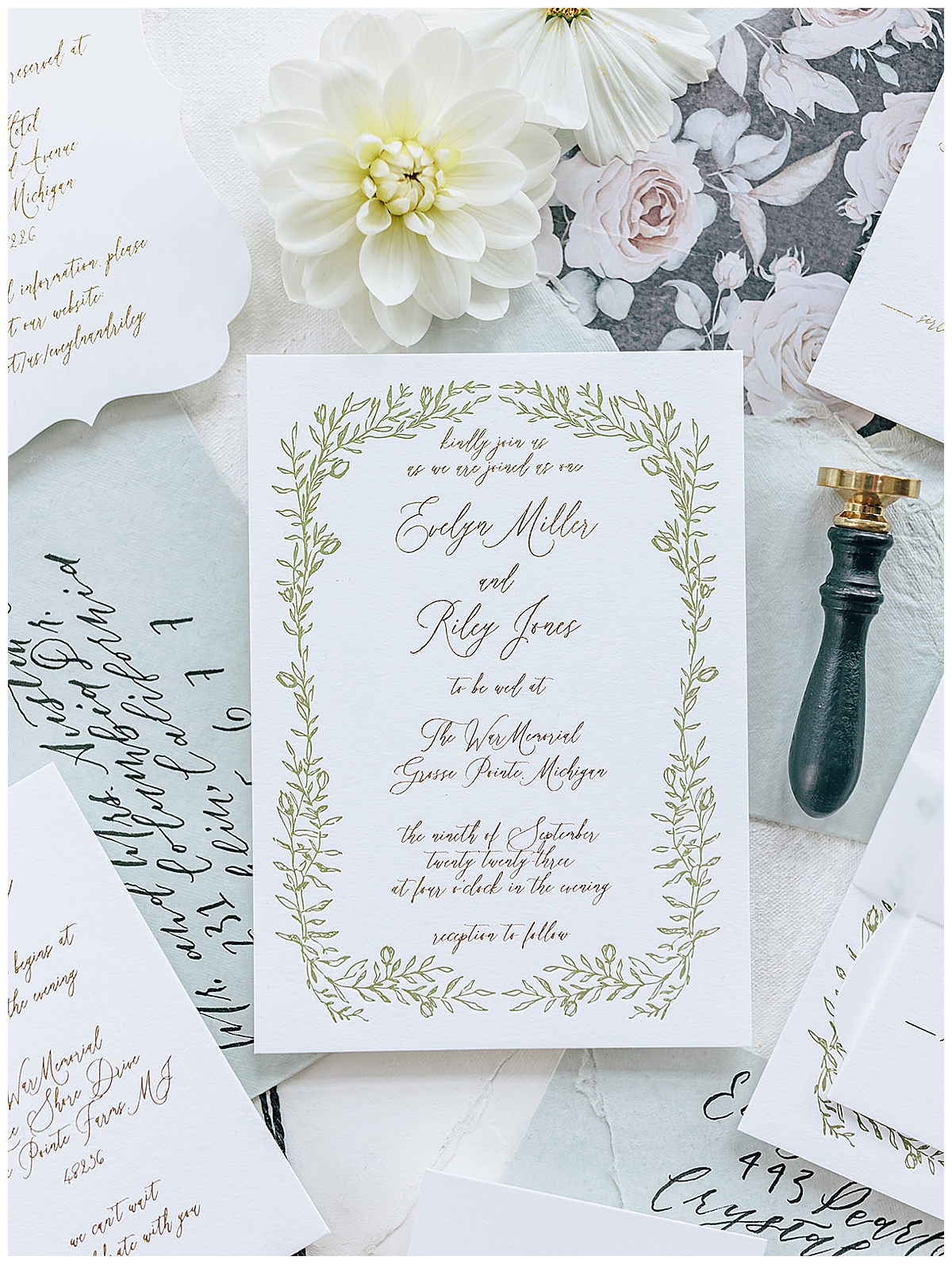 Luxury wedding invitation for Kayla Bouren Photography