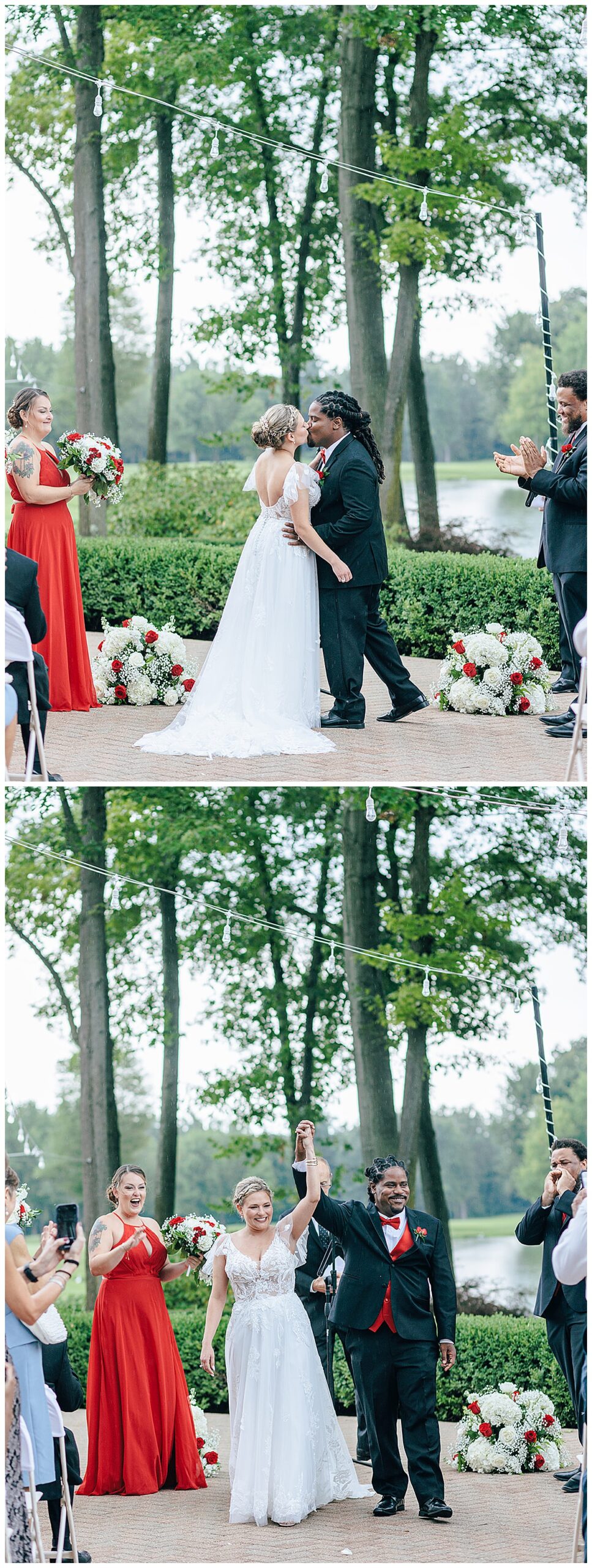 Bride and groom share a kiss at Cherry Creek Golf Club