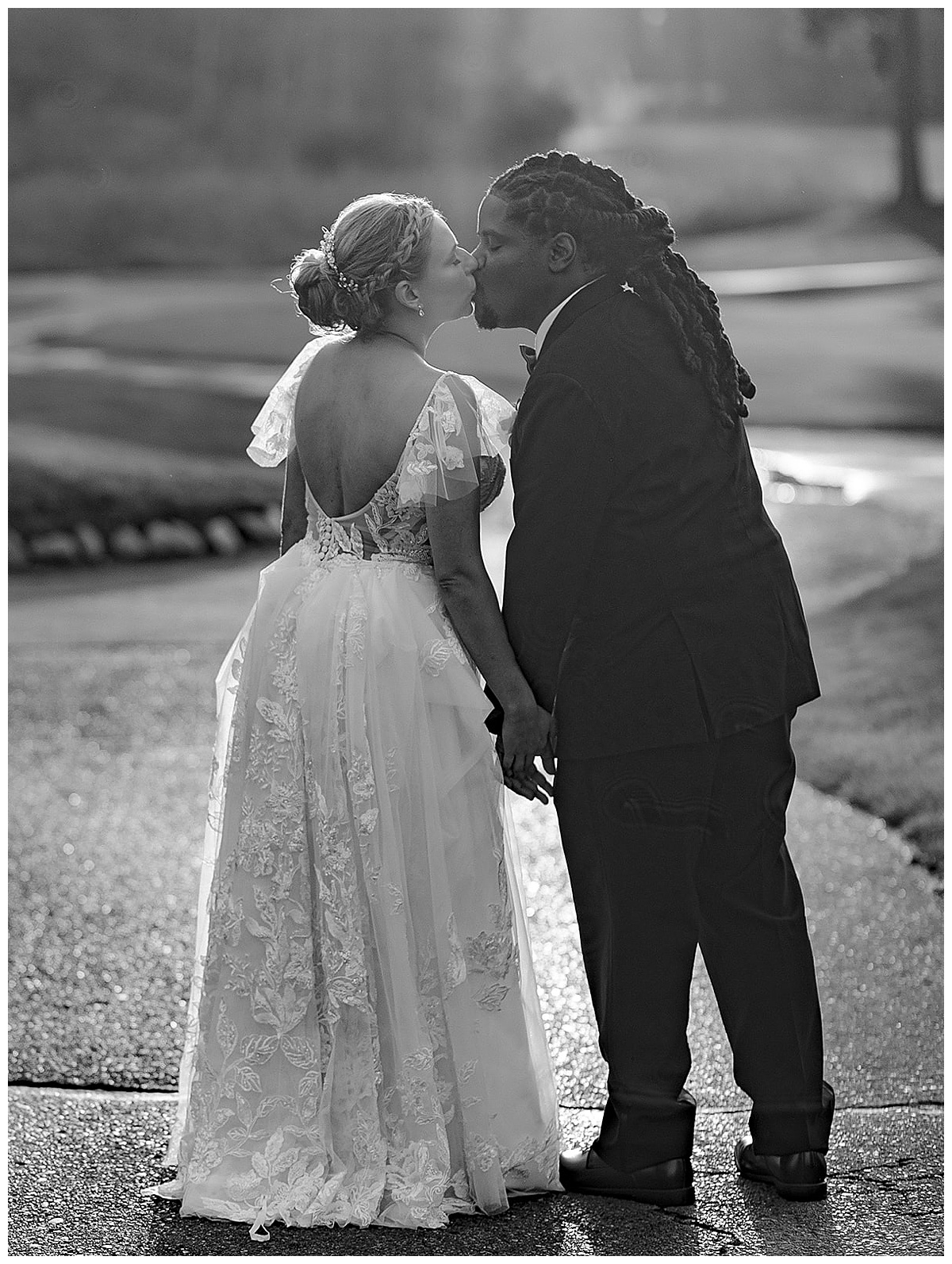 Couple shares a kiss for Detroit Wedding Photographer