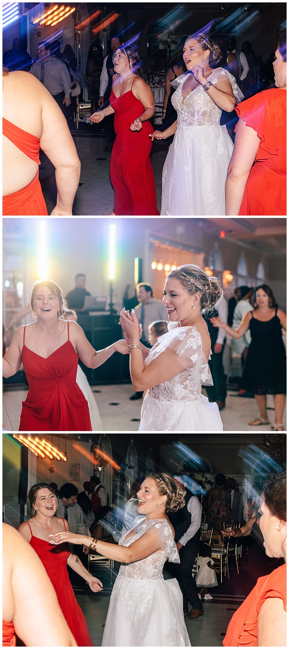 Bride dances with family and friends for Kayla Bouren Photography