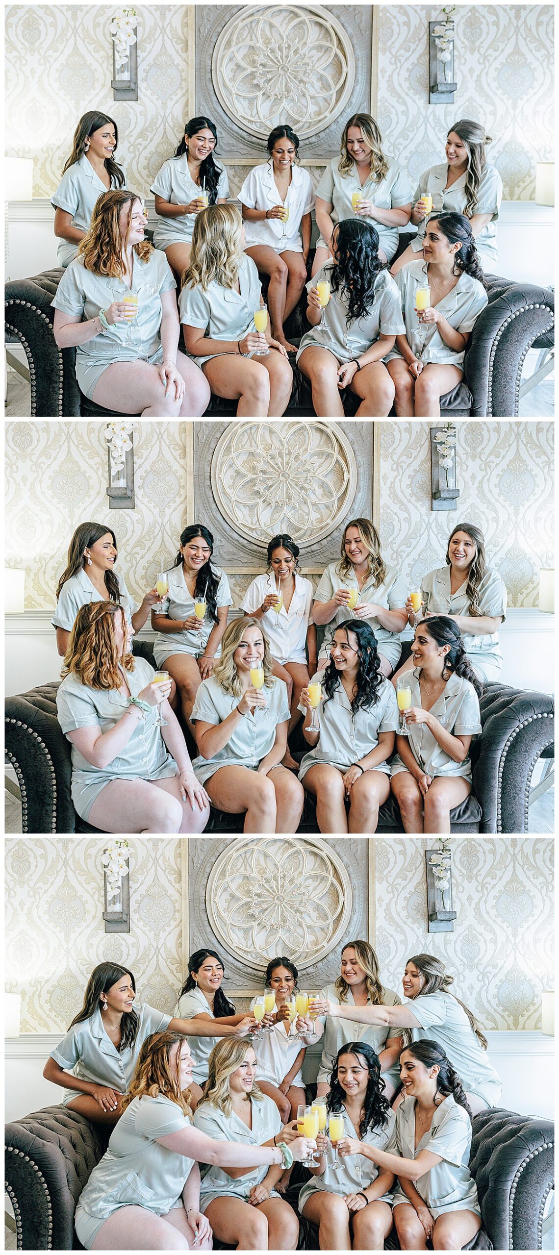Bride sits with bridesmaids at Giorgio's Baiting Hollow