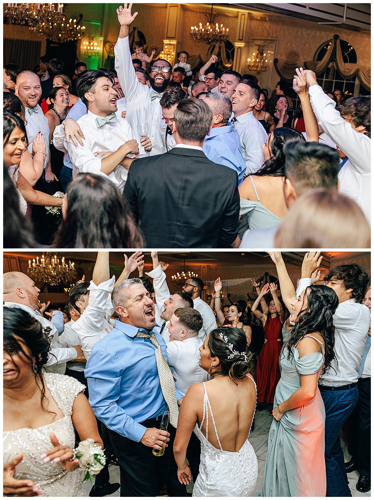 Family and friends celebrate with bride and groom for Detroit Wedding Photographer