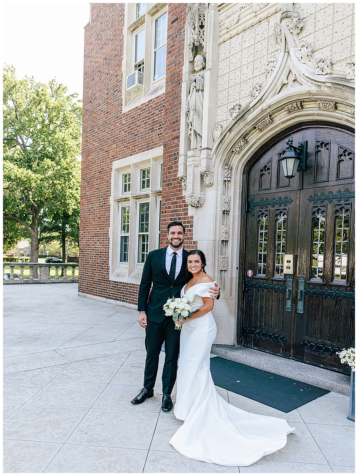 Bride and groom share a hug for Detroit Wedding Photographer 