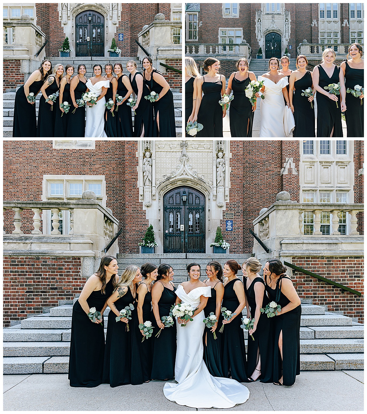 Bridesmaids smile with bride for Kayla Bouren Photography