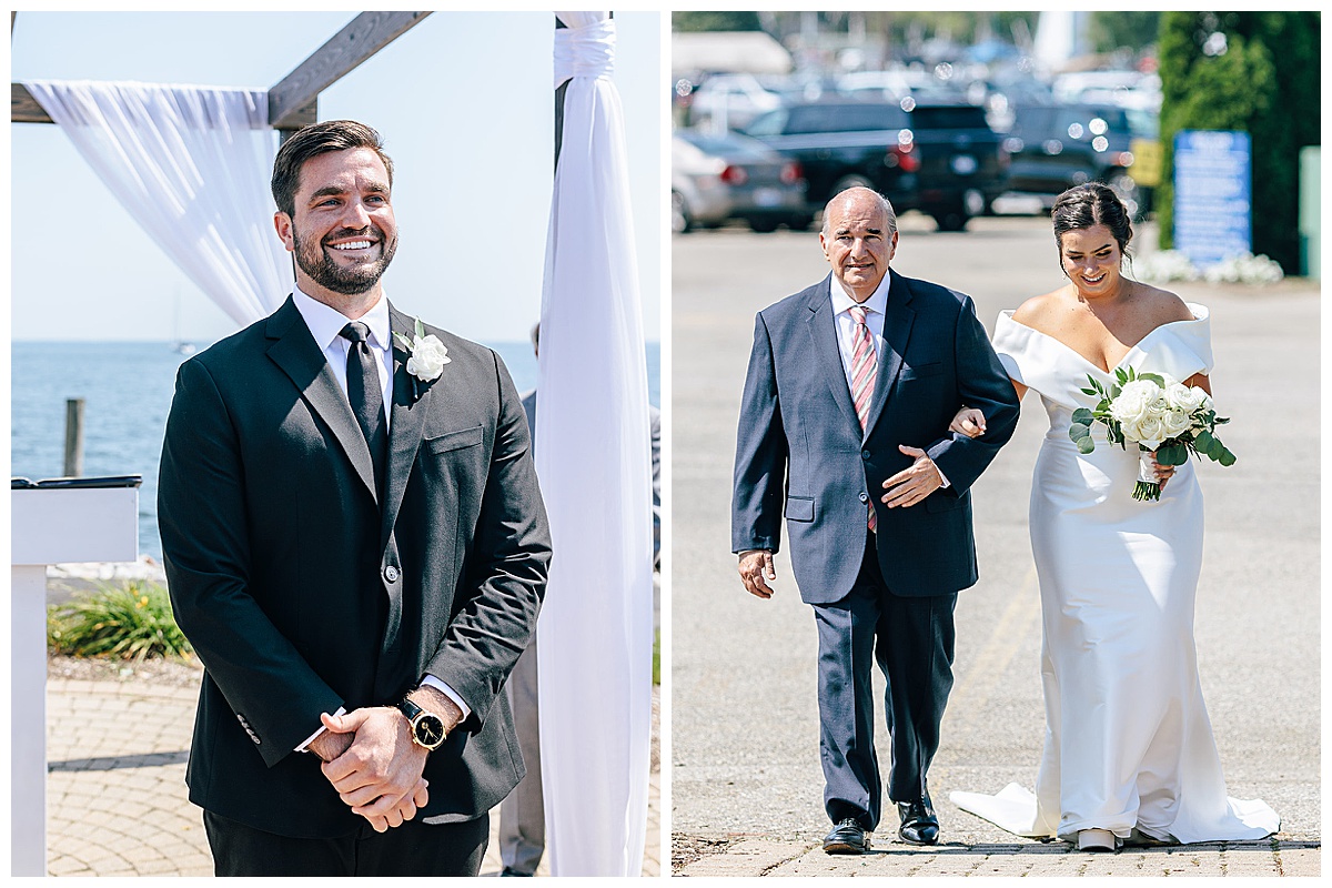 Groom sees bride before their Yacht Charter Wedding 