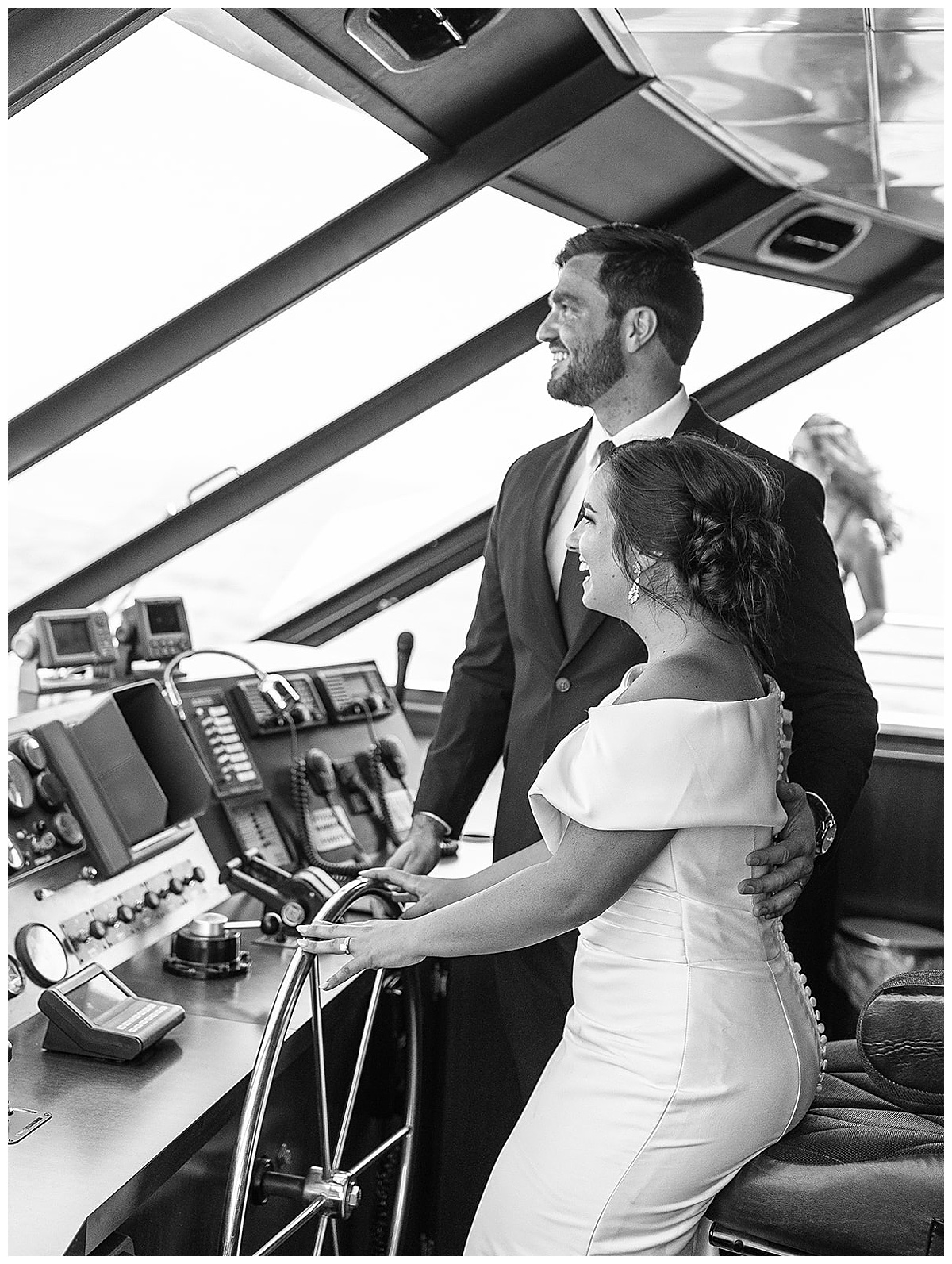 Bride and groom on their Yacht Charter Wedding 