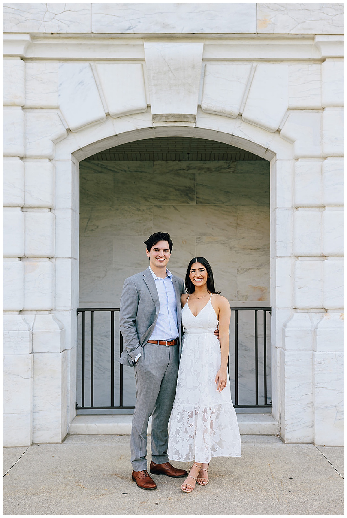 Couple smile big at one of the Iconic Detroit Locations for Your Engagement Session