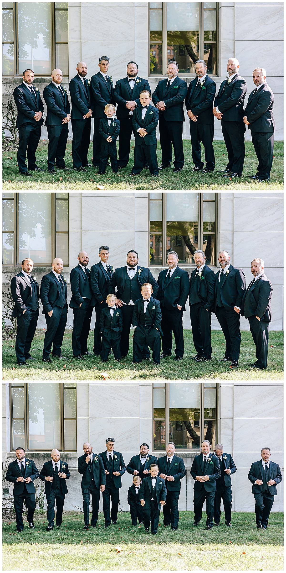 Groom stands with groomsmen for Detroit Wedding Photographer