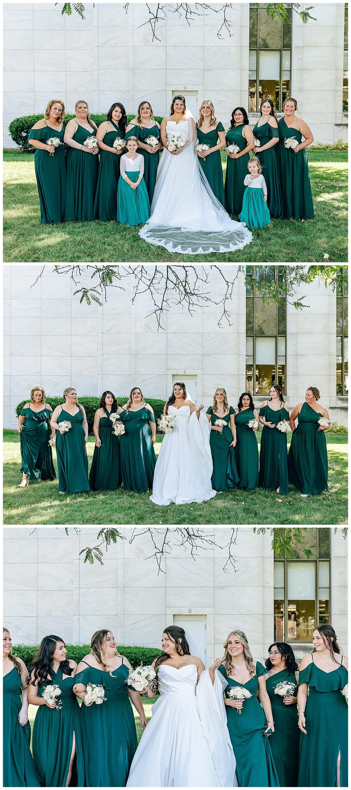 Bride and bridesmaids stand together for Kayla Bouren Photography