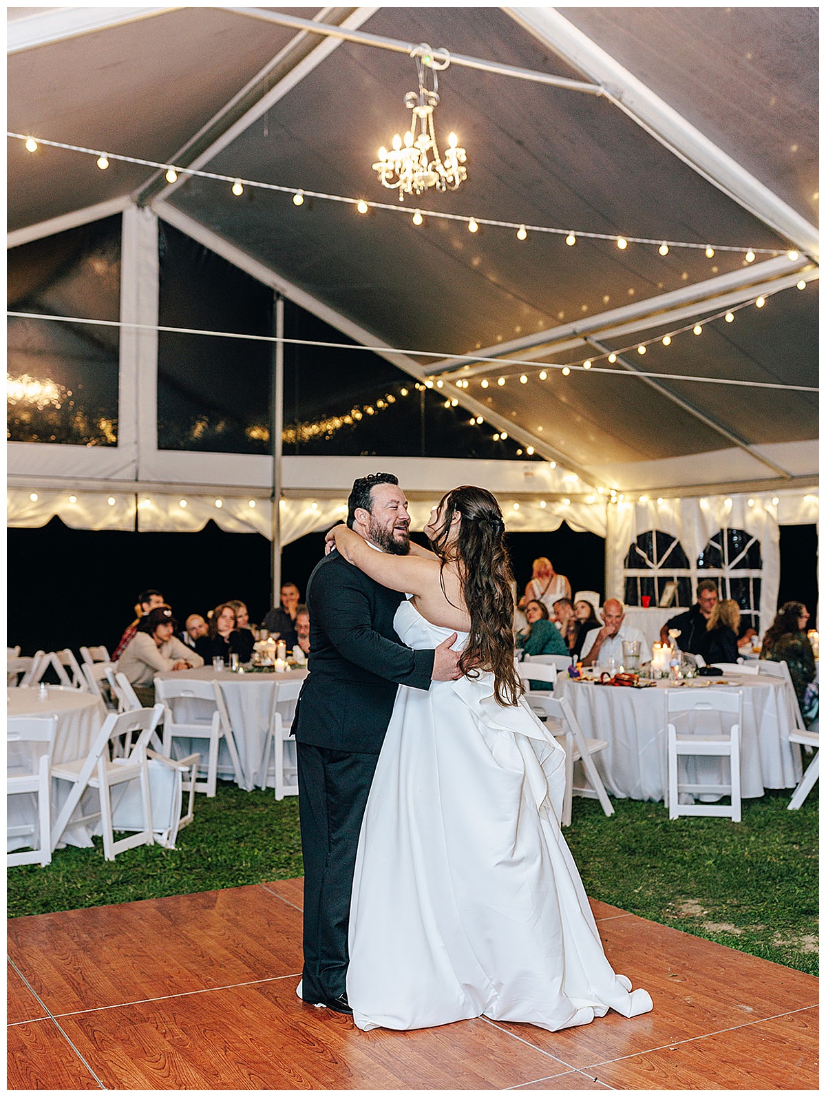 Bride and groom share their first dance for Kayla Bouren Photography