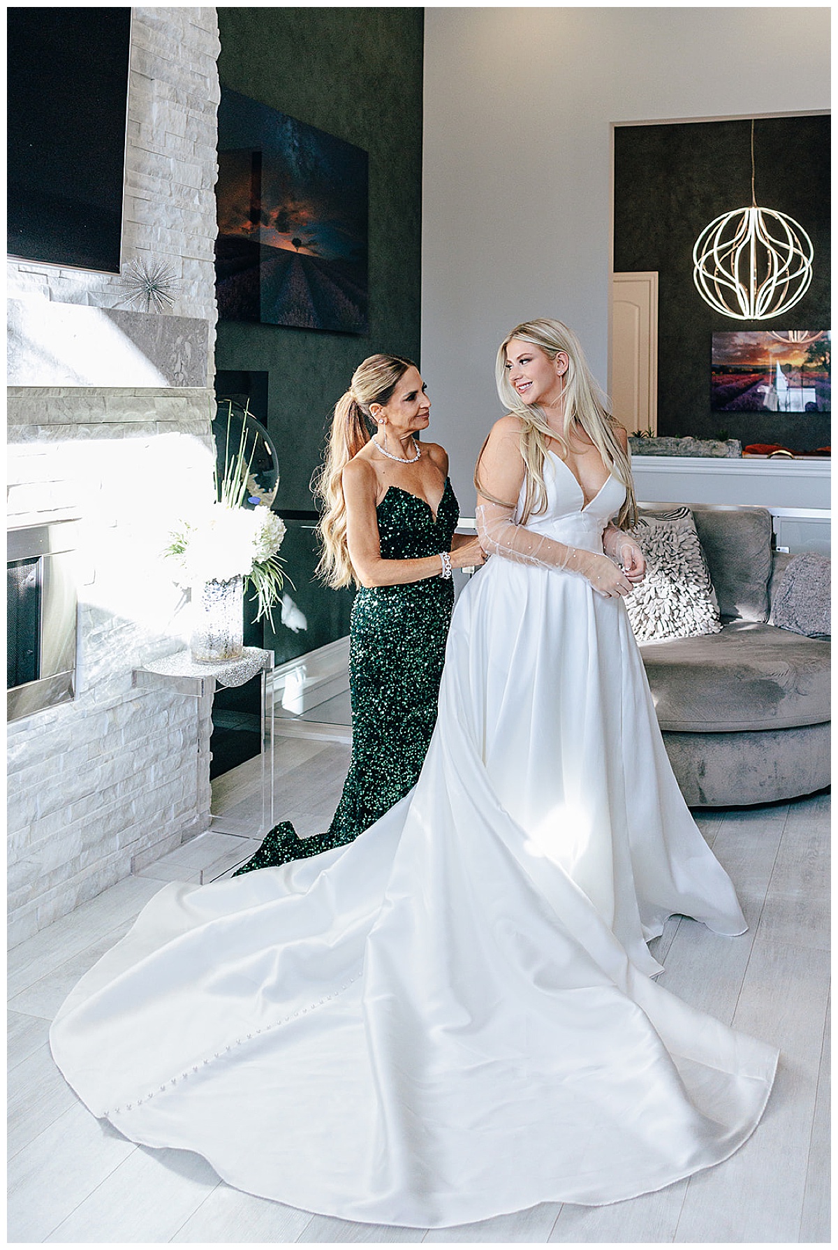 Mom helps daughter in dress for Kayla Bouren Photography