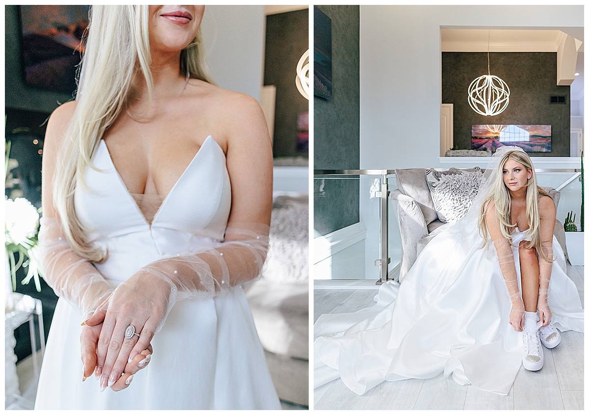 Bride wears bridal accessories for Kayla Bouren Photography