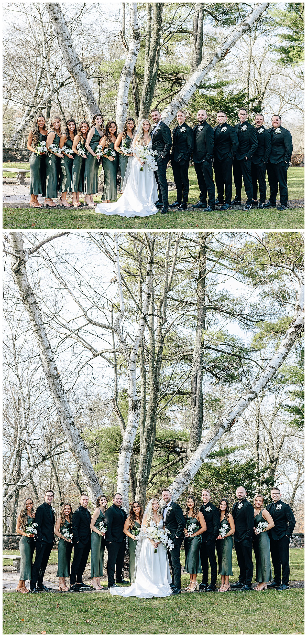 Wedding party stand together for Snowy Winter Wonderland Wedding