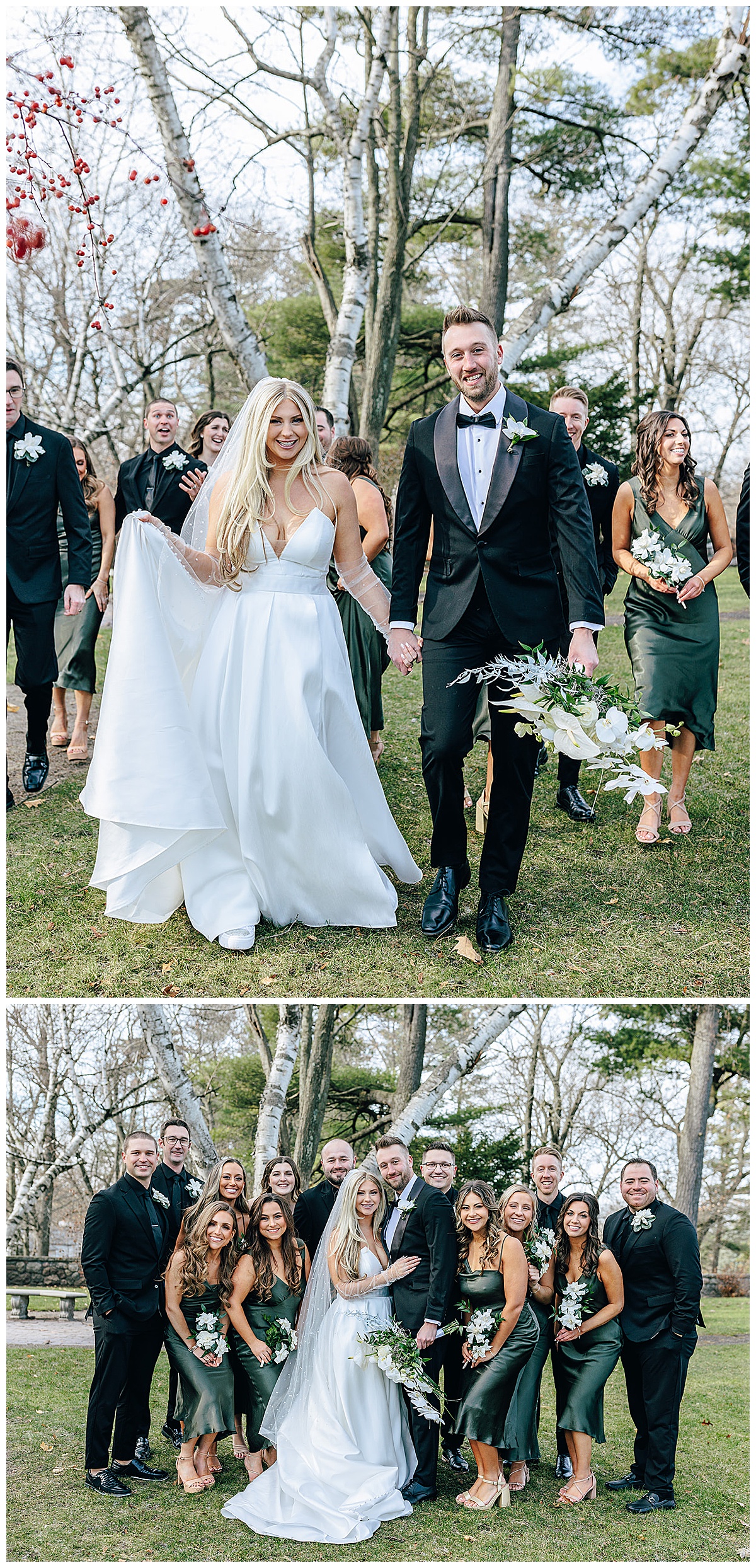 Wedding party celebrate with bride and groom for Detroit Wedding Photographer